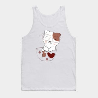 chat avec lunettes dans tasse de café Tank Top